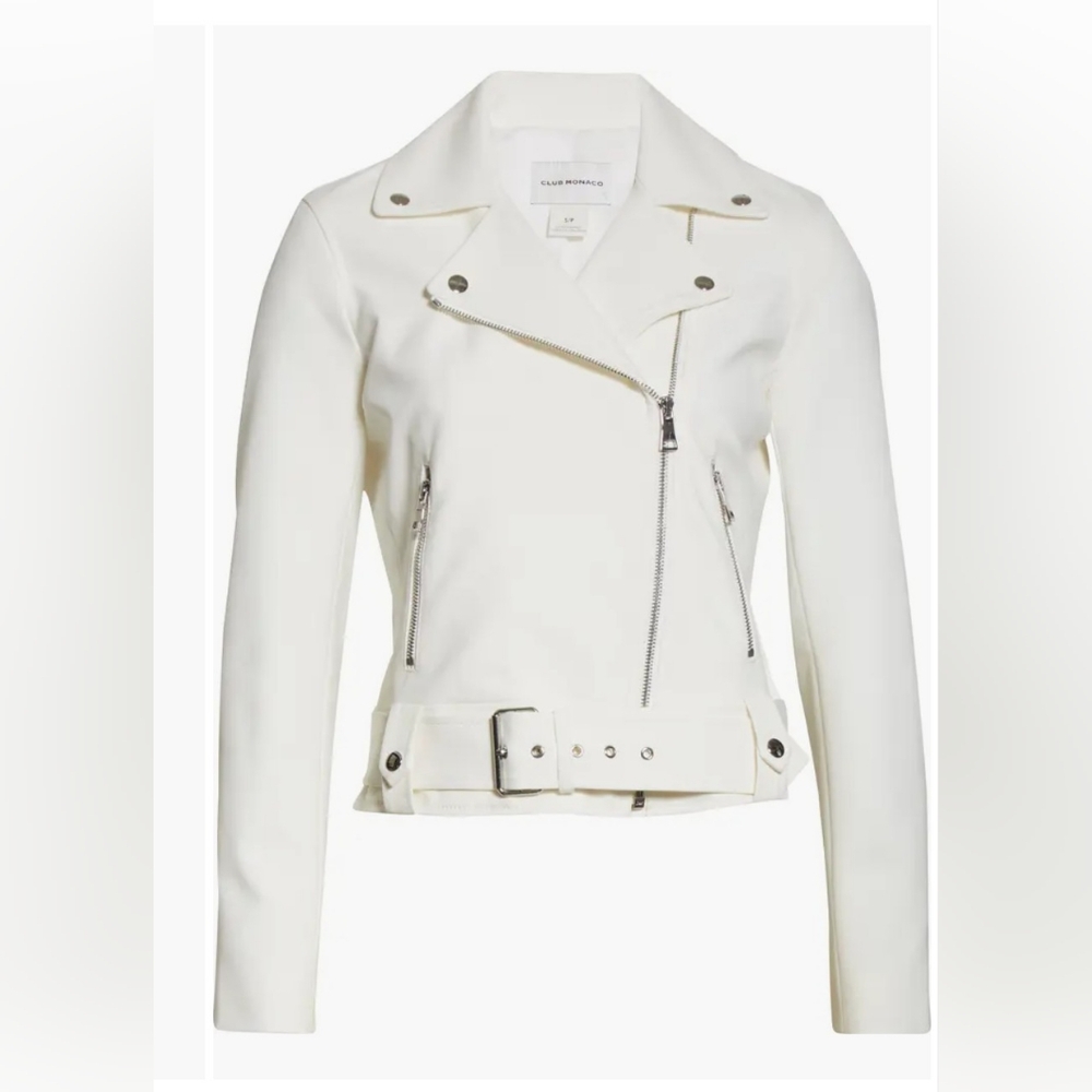 Club Monaco White Moto Jacket